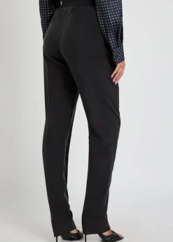 Pleated tapered-leg brushed silk trousers