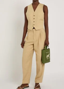Pleated tapered-leg hemp trousers