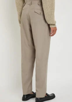 Pleated tapered-leg trousers