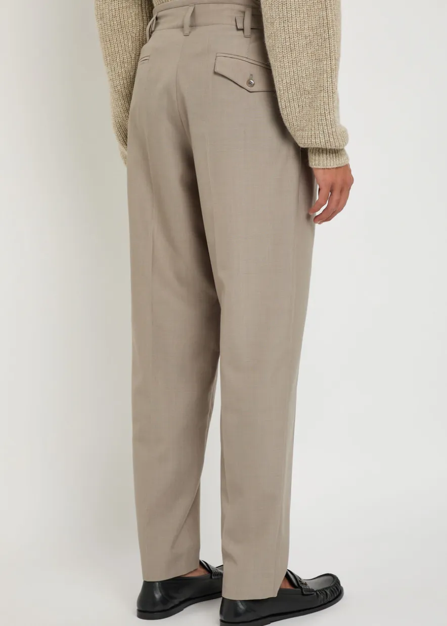 Pleated tapered-leg trousers