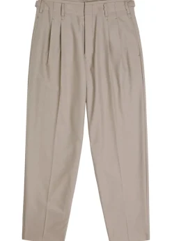 Pleated tapered-leg trousers