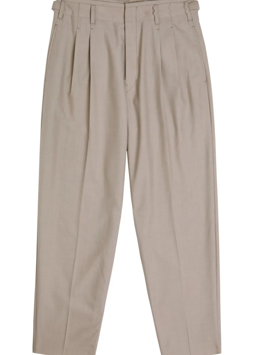 Pleated tapered-leg trousers