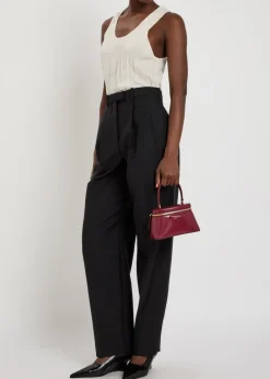 Pleated tapered-leg wool and mohair-blend trousers