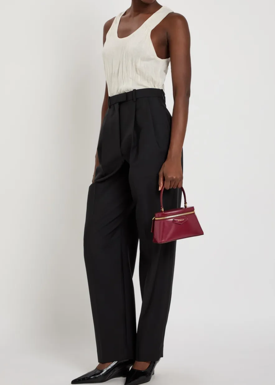Pleated tapered-leg wool and mohair-blend trousers