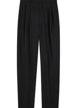Pleated tapered-leg wool and mohair-blend trousers
