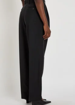 Pleated tapered-leg wool and mohair-blend trousers