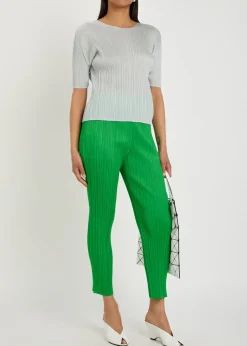 Pleated tapered-leg woven trousers