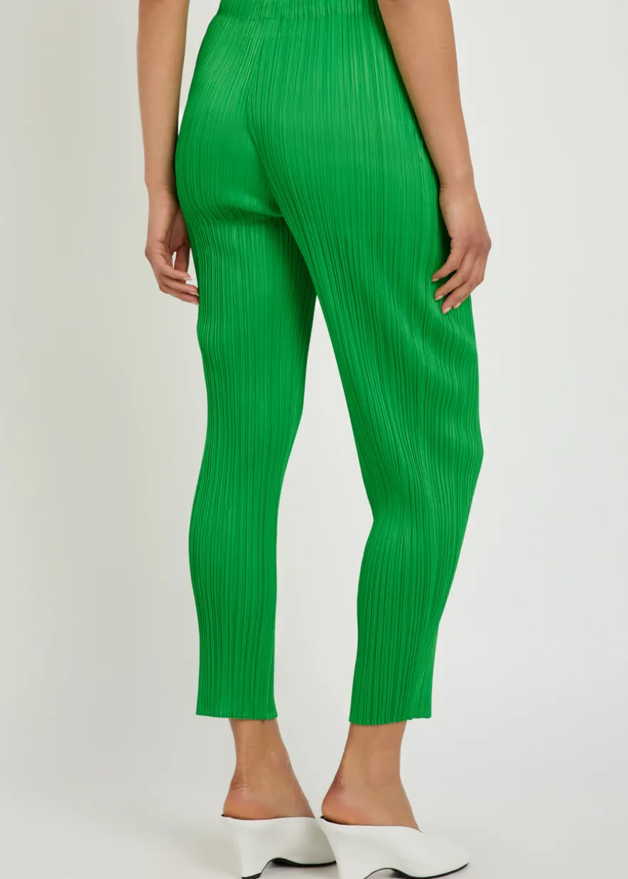 Pleated tapered-leg woven trousers
