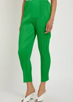 Pleated tapered-leg woven trousers