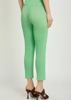 Pleated tapered-leg woven trousers