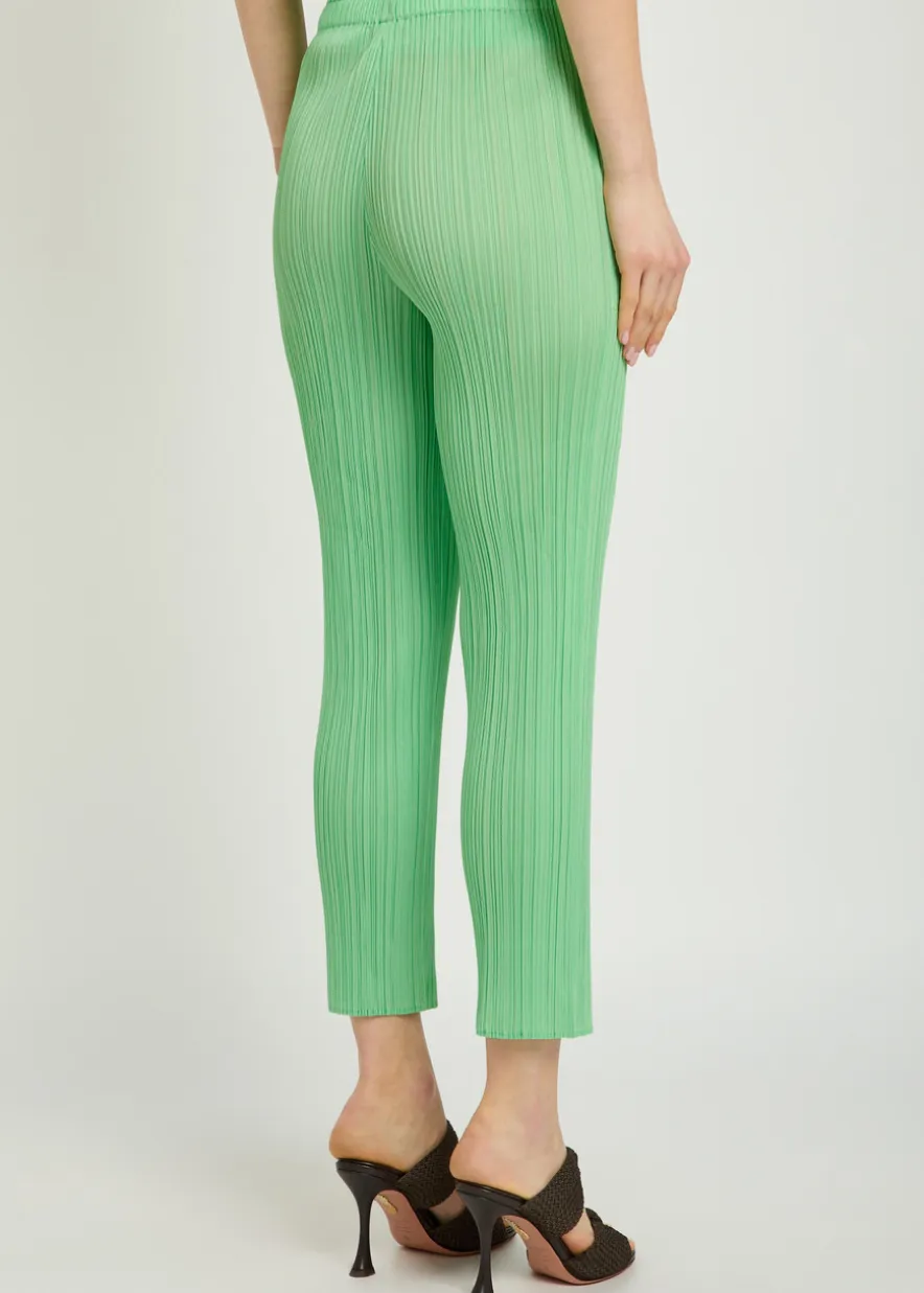 Pleated tapered-leg woven trousers
