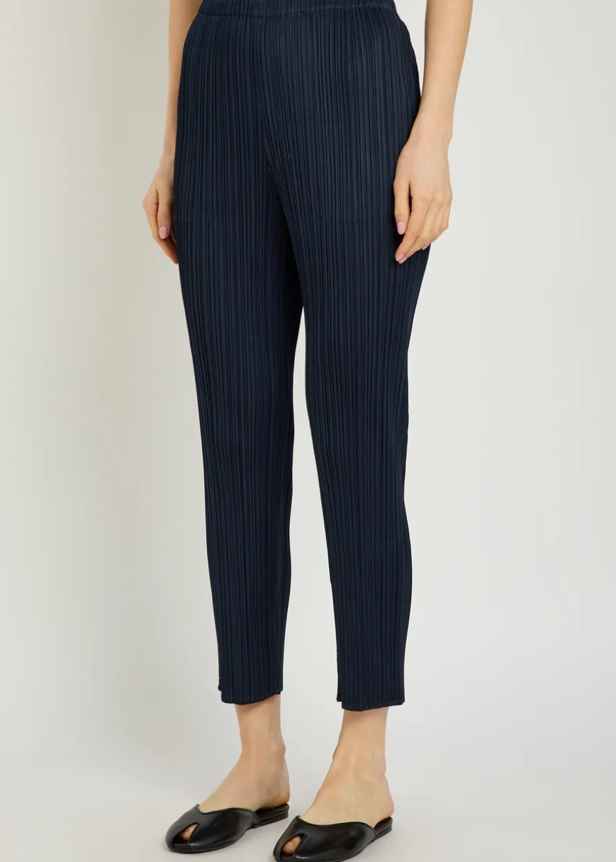 Pleated tapered-leg woven trousers