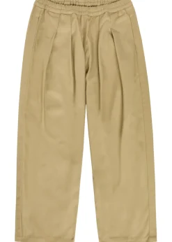 Pleated wide-leg twill cropped trousers