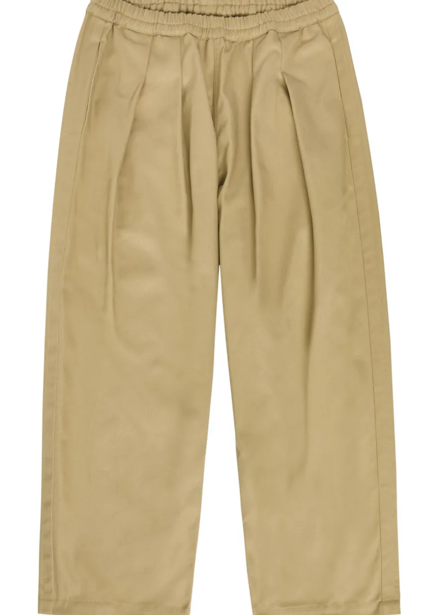 Pleated wide-leg twill cropped trousers