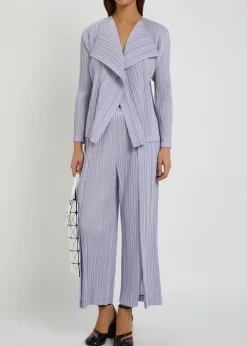 Pleated wide-leg woven trousers