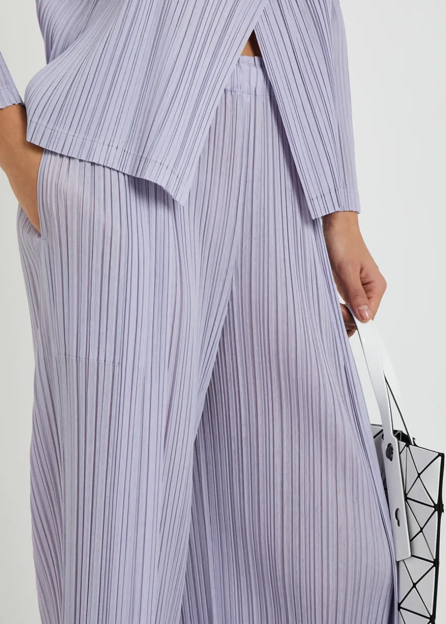 Pleated wide-leg woven trousers