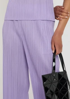 Pleated wide-leg woven trousers