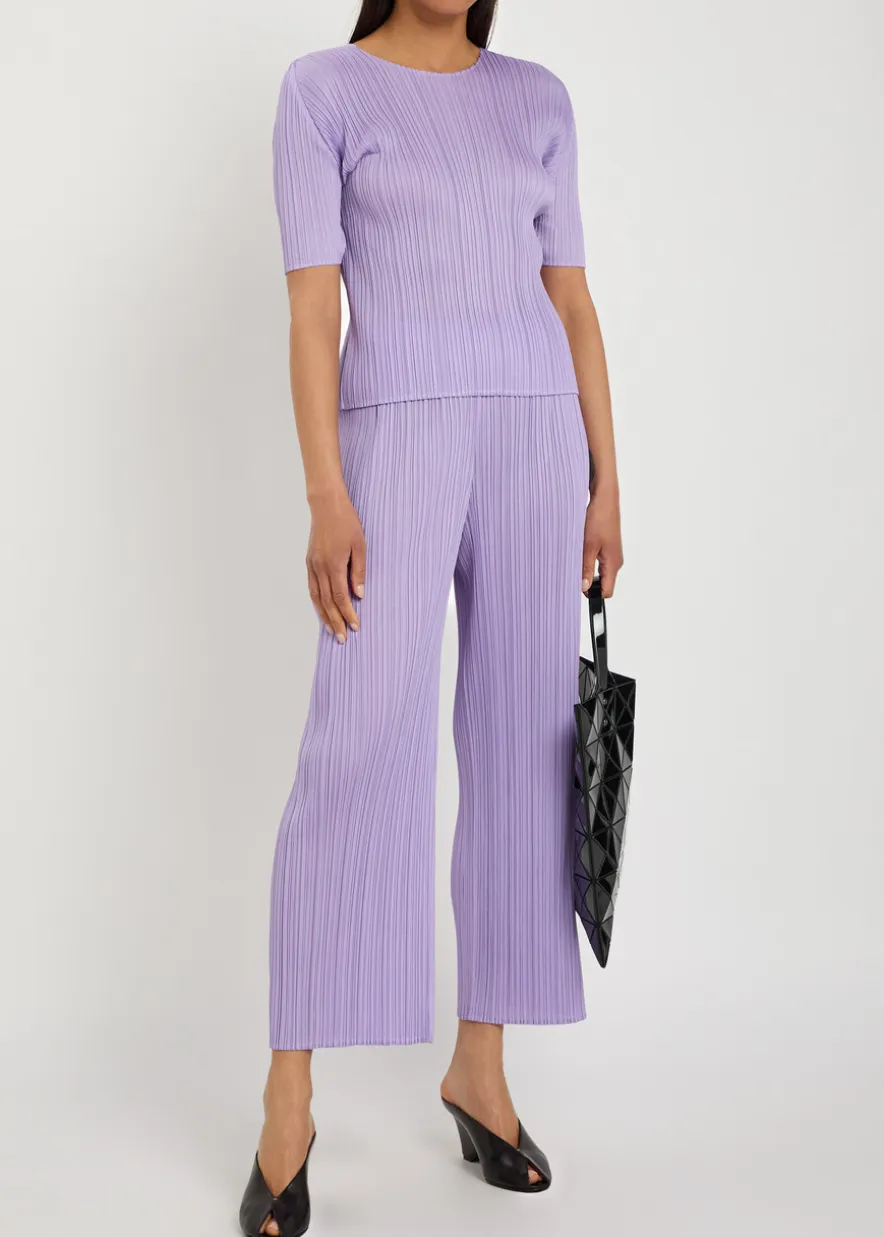 Pleated wide-leg woven trousers