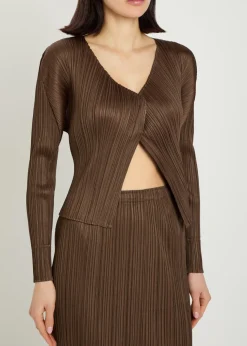 Pleated woven cardigan