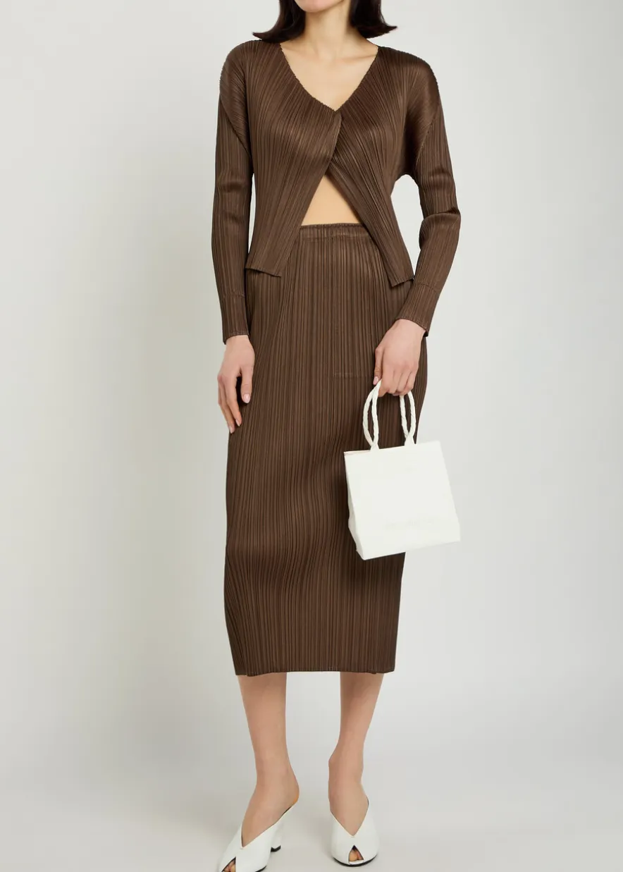 Pleated woven cardigan