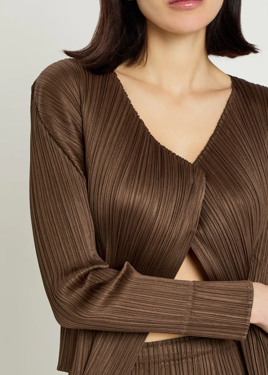 Pleated woven cardigan