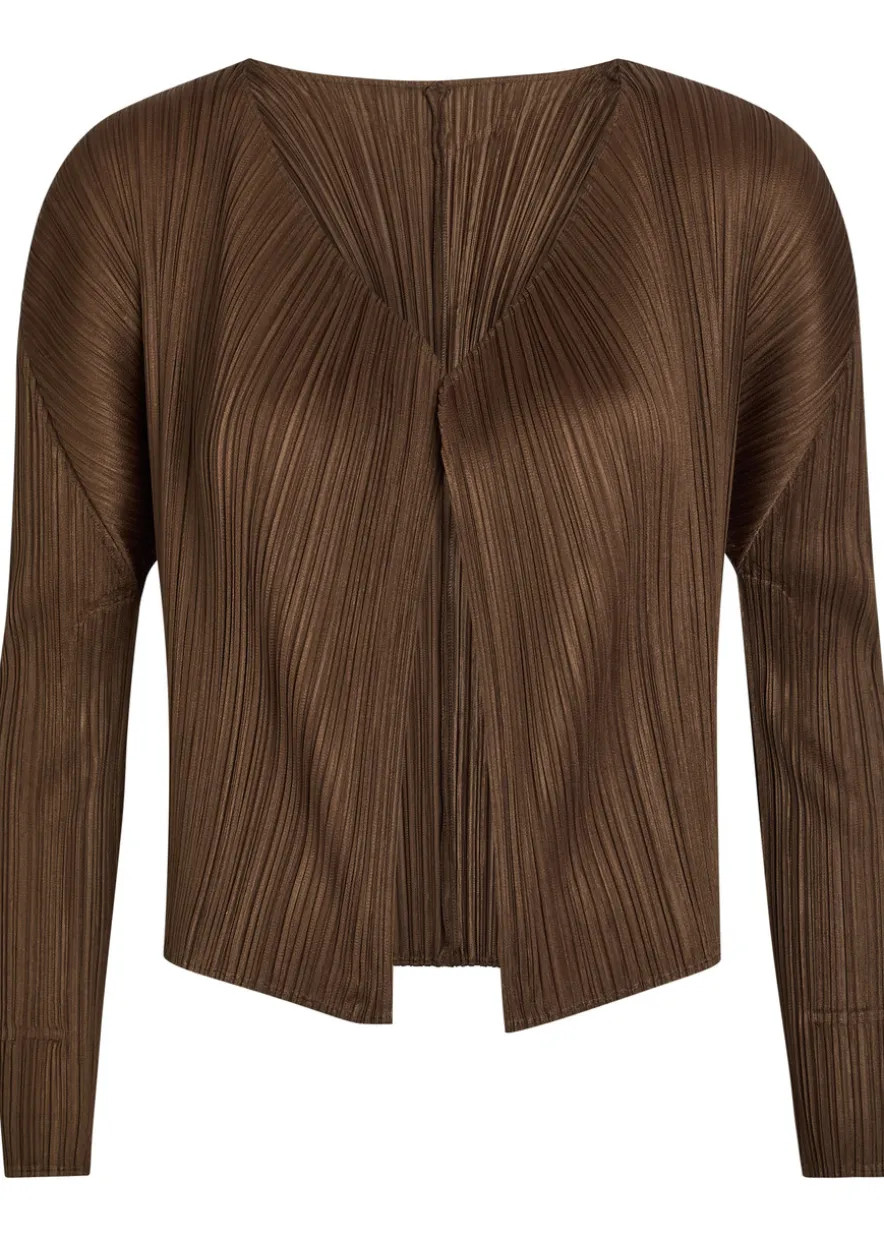 Pleated woven cardigan