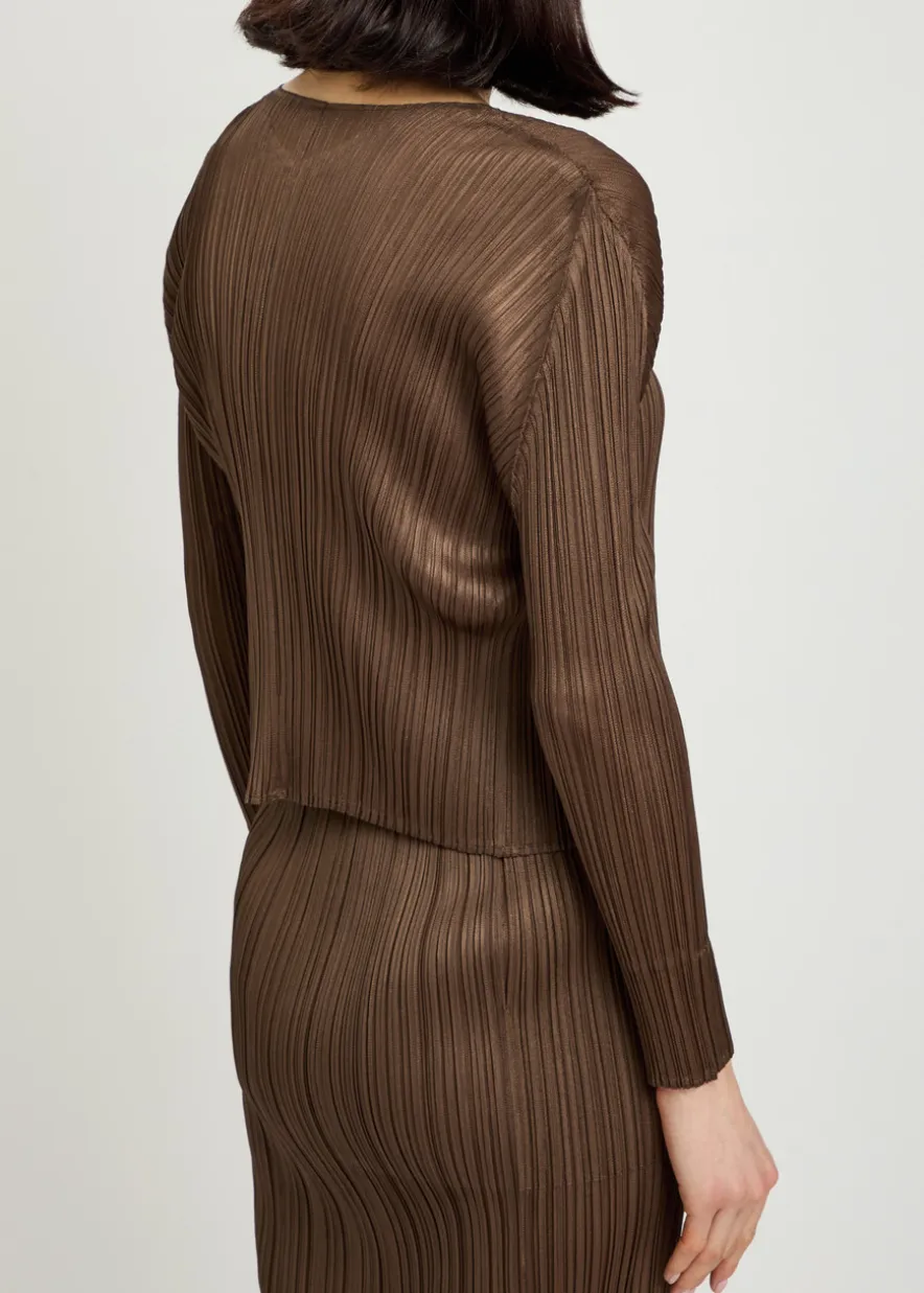 Pleated woven cardigan