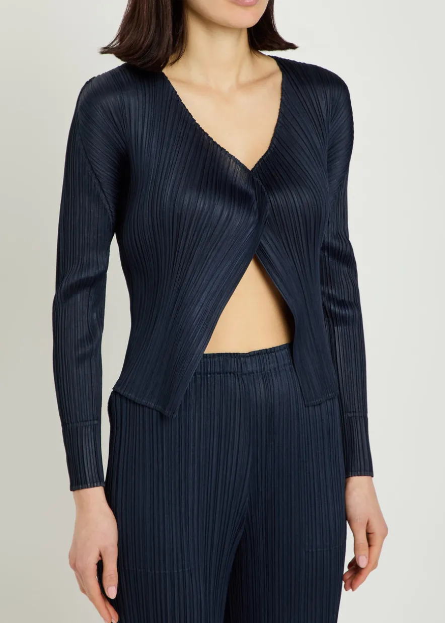 Pleated woven cardigan