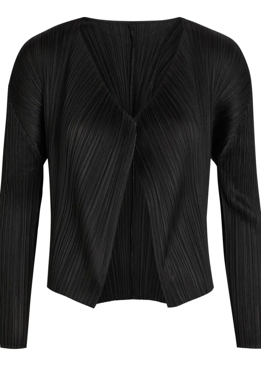 Pleated woven cardigan