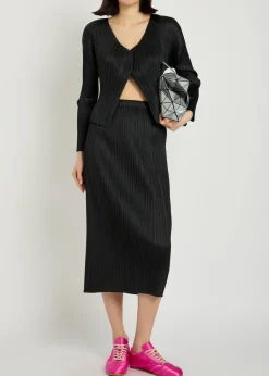Pleated woven cardigan