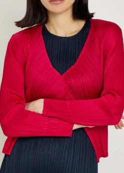Pleated woven cardigan
