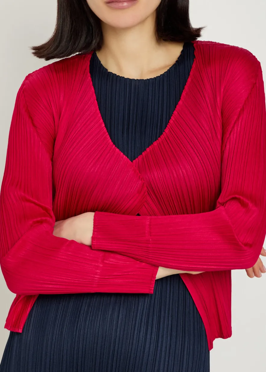 Pleated woven cardigan