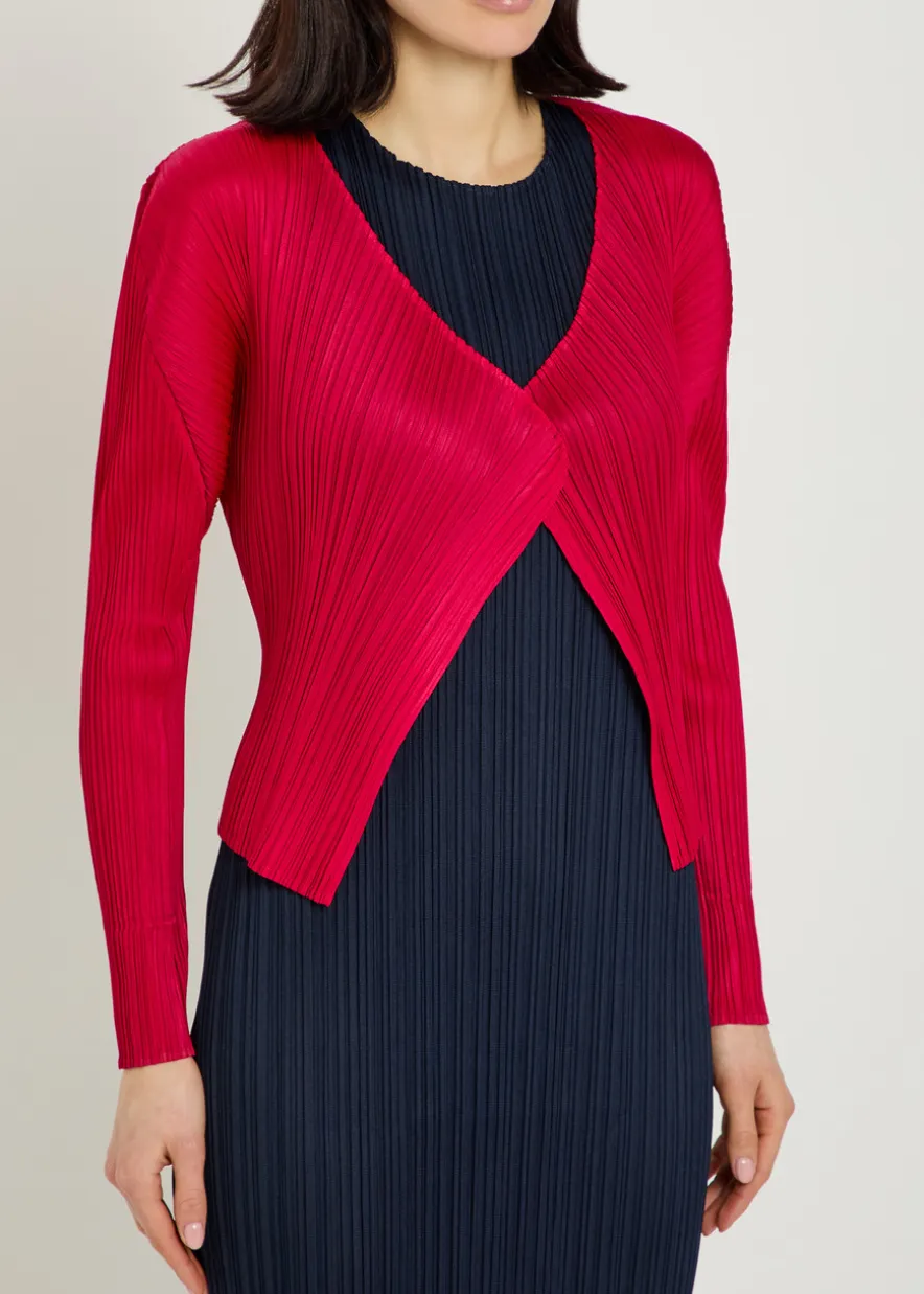 Pleated woven cardigan