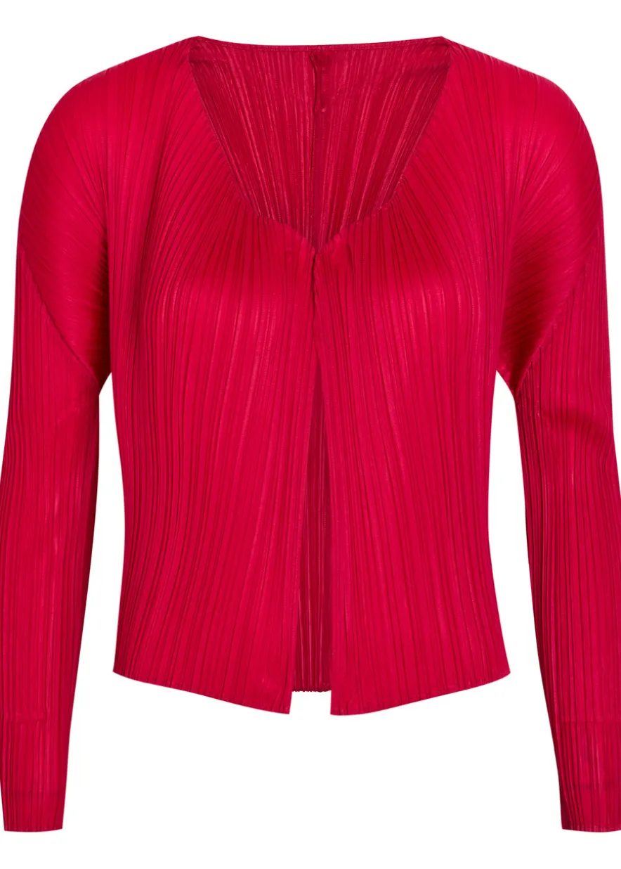 Pleated woven cardigan