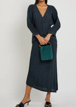 Pleated woven cardigan