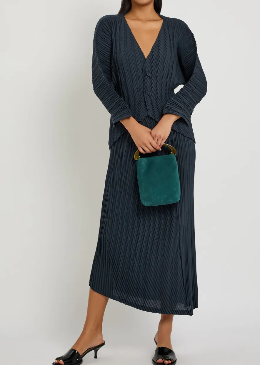 Pleated woven cardigan