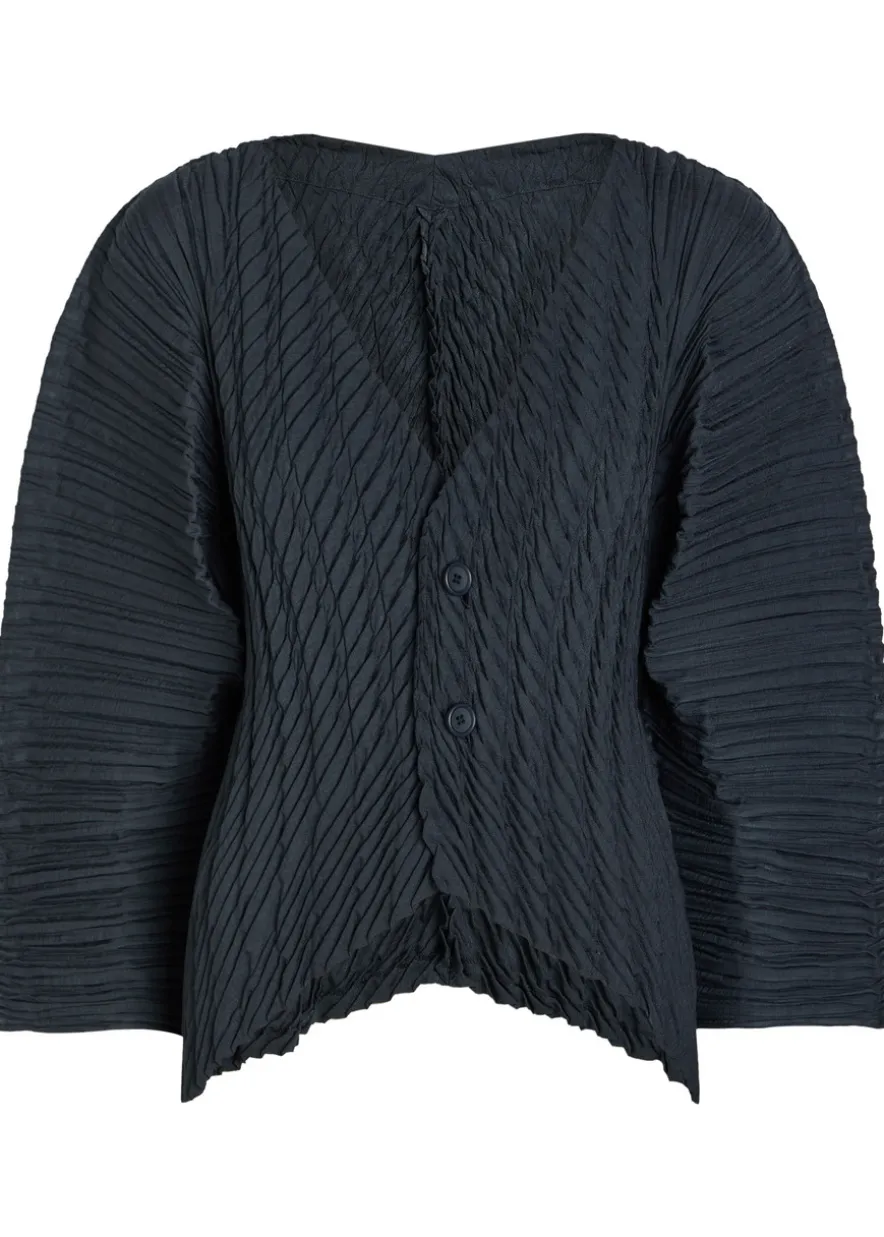 Pleated woven cardigan