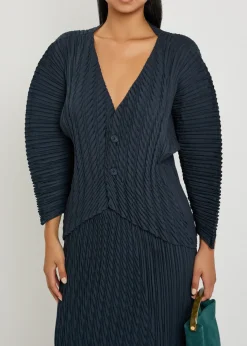 Pleated woven cardigan