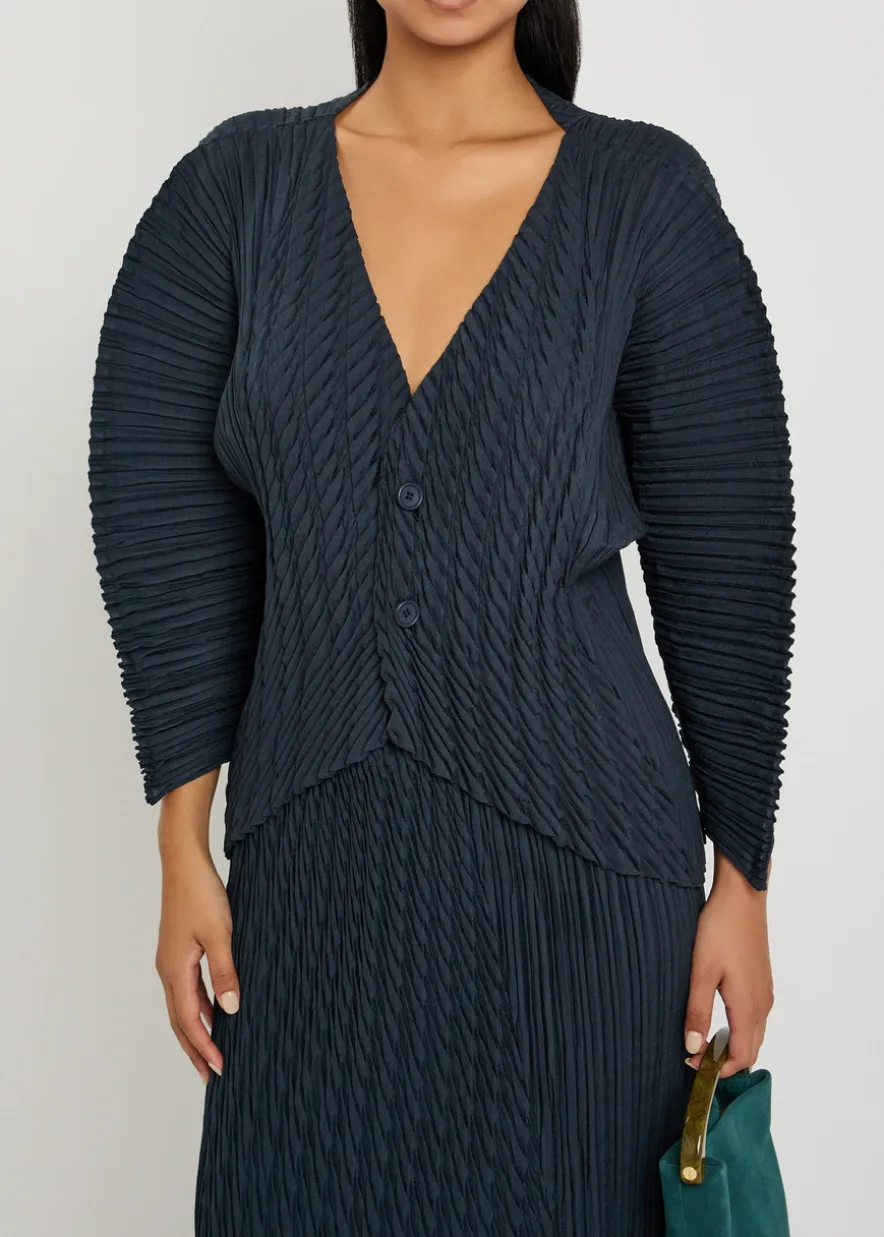 Pleated woven cardigan