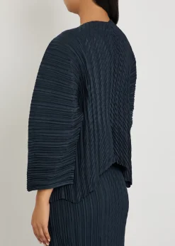 Pleated woven cardigan