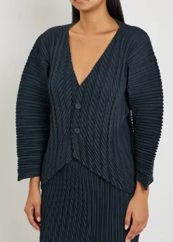 Pleated woven cardigan