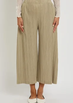 Pleated woven cropped trousers