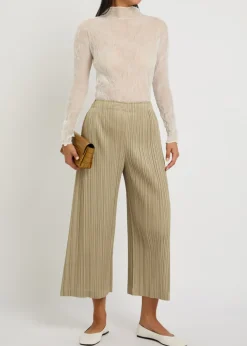 Pleated woven cropped trousers