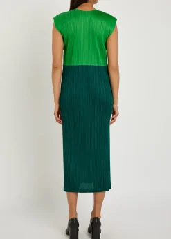 Pleated woven midi dress