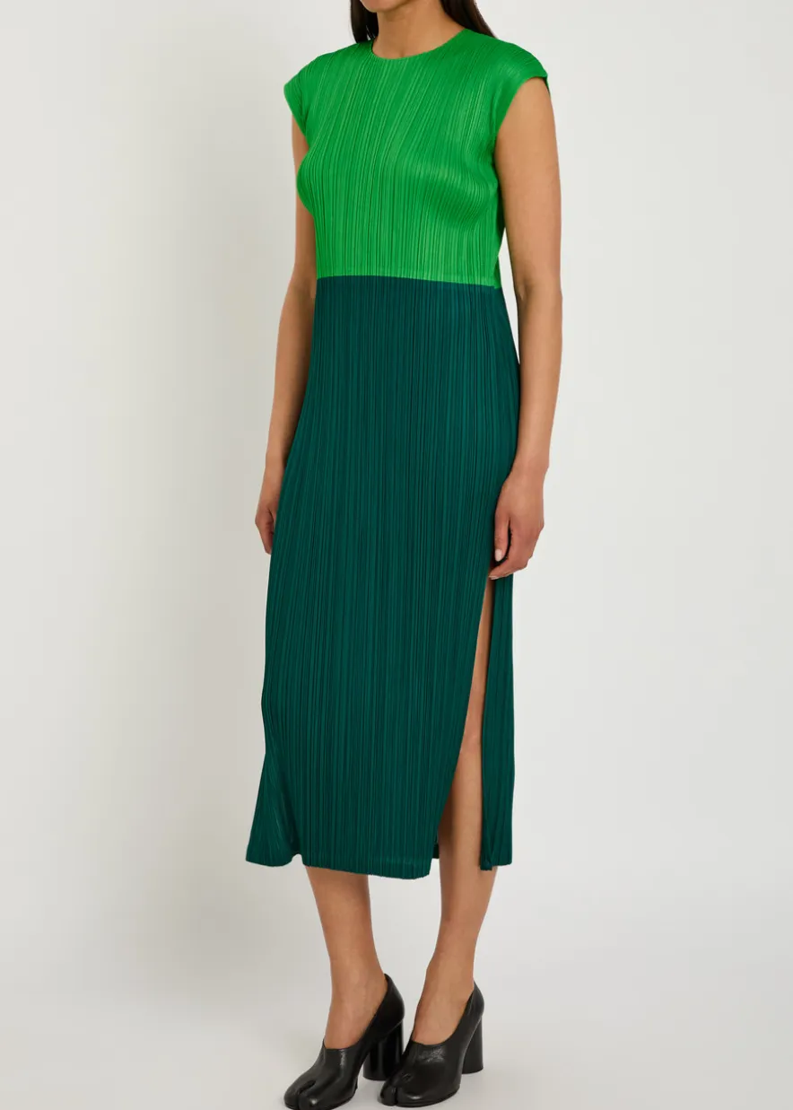 Pleated woven midi dress