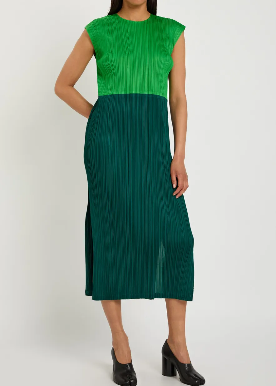 Pleated woven midi dress
