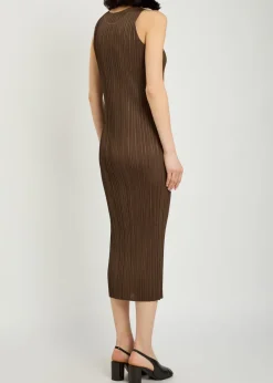 Pleated woven midi dress