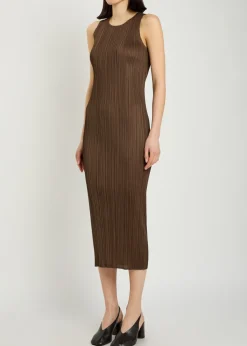 Pleated woven midi dress