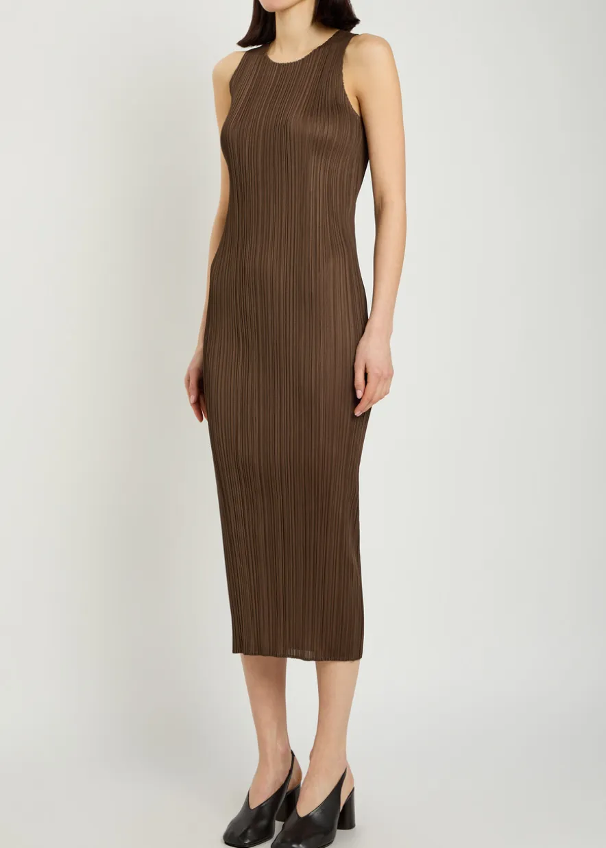 Pleated woven midi dress
