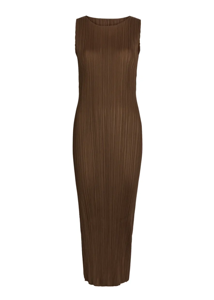 Pleated woven midi dress